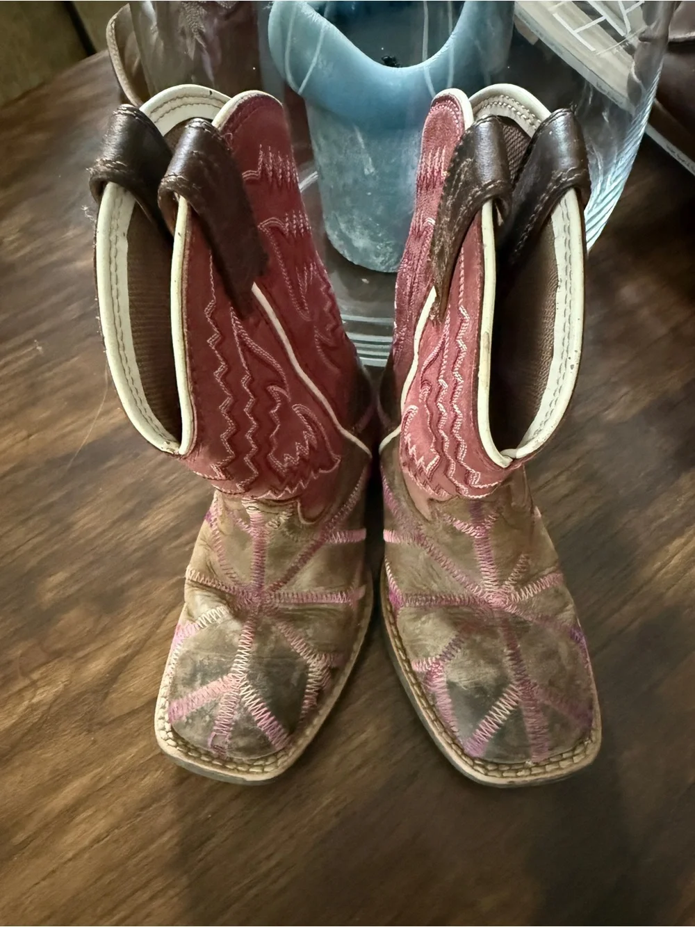 Ariat Pink and Brown Kids Western Boots